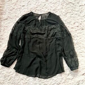 Whimsigoth Lace Sheer Lightweight Top Women's L Gothic Feminine Fairy Grunge